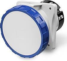 Contacto industrial 2P+E 63 A 250 V IP66 serie Optima montaje en panel 100x110 mm Scame-418.6363 azul
