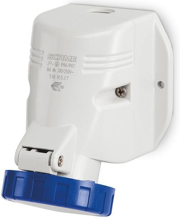 Industrial socket 2P+E 32A IP66 Optima Top M32 series surface mounting Scame-518.3253T blue