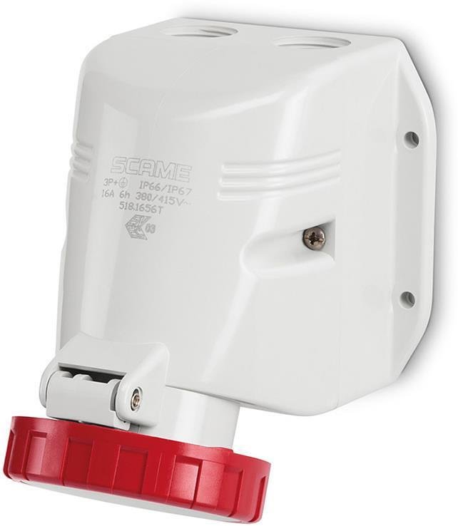 Industrial socket 3P+E 16A 6h IP66 Optima Top M25 series surface mounting Scame-518.1656T