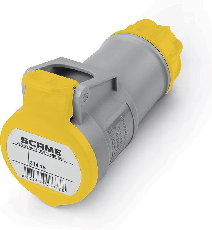 SCAME - Contact industriel mobile jaune 2P+E 16A 4h IP44 série XENIA 314.1640