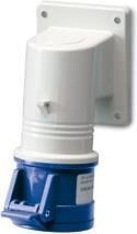 Industrial socket 2P+E 16A 380V IP44, 6h Eureka series panel mounting, 90 deg., 70x87mm Scame-452.1663
