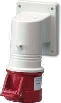 Industrial socket 3P+N+E 16A 380V IP44, 6h Eureka series panel mounting, 90 deg., 70x87mm Scame-452.1667