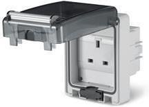 British Standard Stecker 2P+E 13 A IP66 Serie Domoplus Paneelmontage 84x106 mm Scame-570.6413