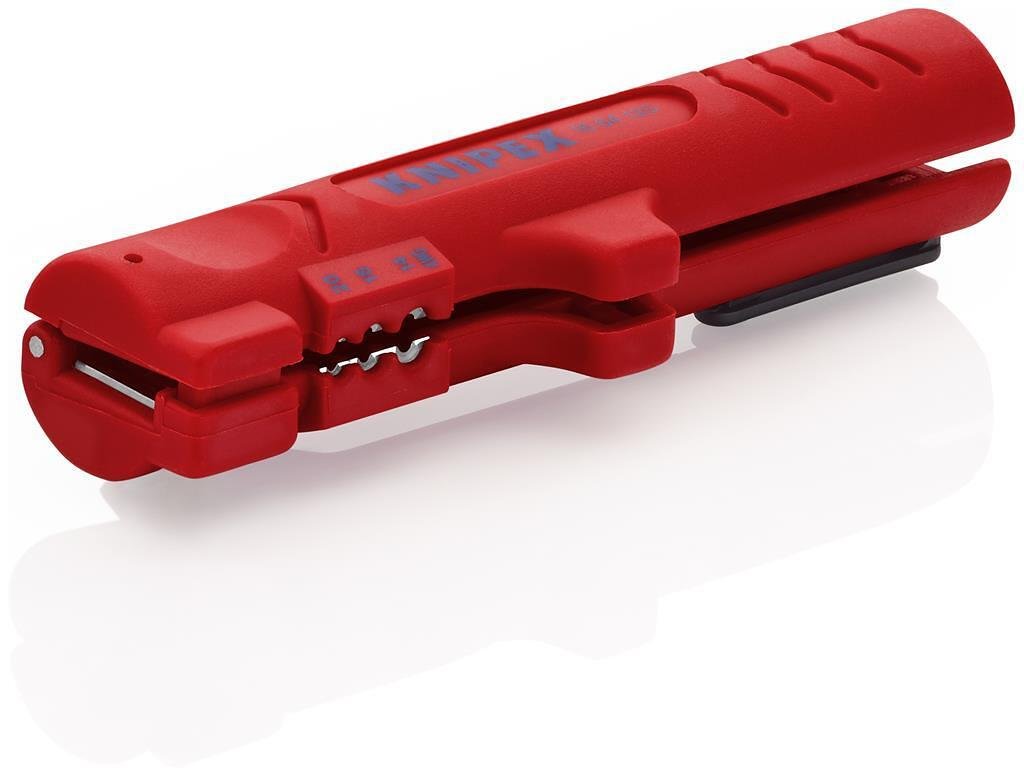 Stripping tool for flat and round cables, red handle 125mm, with locking mechanism, Knipex - K1664125SB