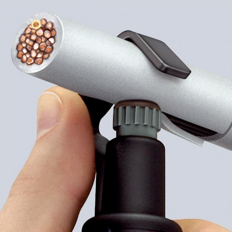 Κοπτήρας καλωδίων, για μόνωση Ø19-40mm, μαύρη λαβή 145mm, με κλείδωμα, Knipex - K1630145SB