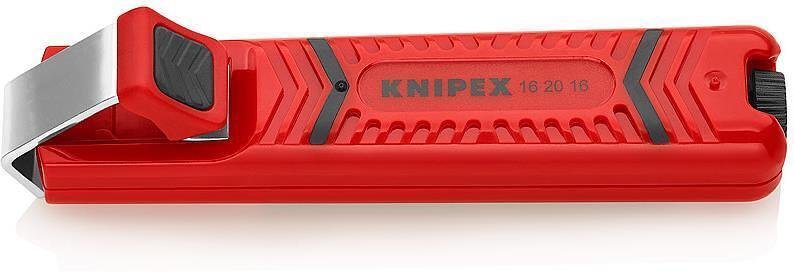 Coltello per cavi, per isolamento Ø4-16mm, manico rosso 130mm, con bloccaggio, Knipex - K162016SB