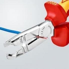 Pince de dénudage et coupeur, chromée, isolation jusqu'à Ø10 mm, VDE 1000V poignée jaune-rouge 165 mm, Knipex - K1346165