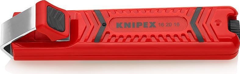 Coltello per cavi, per isolamento Ø8-28mm, impugnatura rossa 130mm, con bloccaggio, Knipex - K162028SB