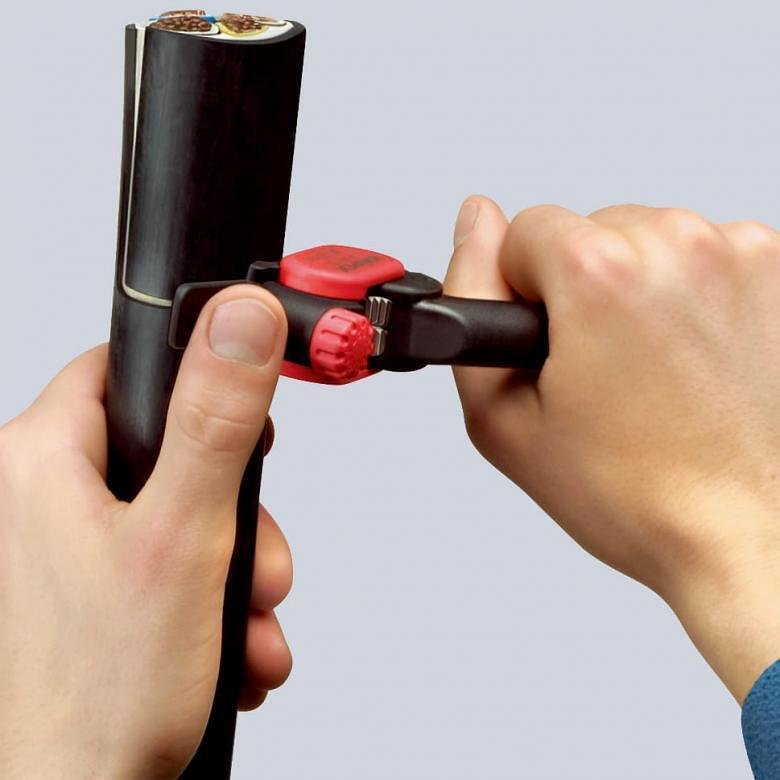 Cuchillo de cable, para aislamiento sobre Ø25mm, mango negro 150mm, Knipex - K1640150