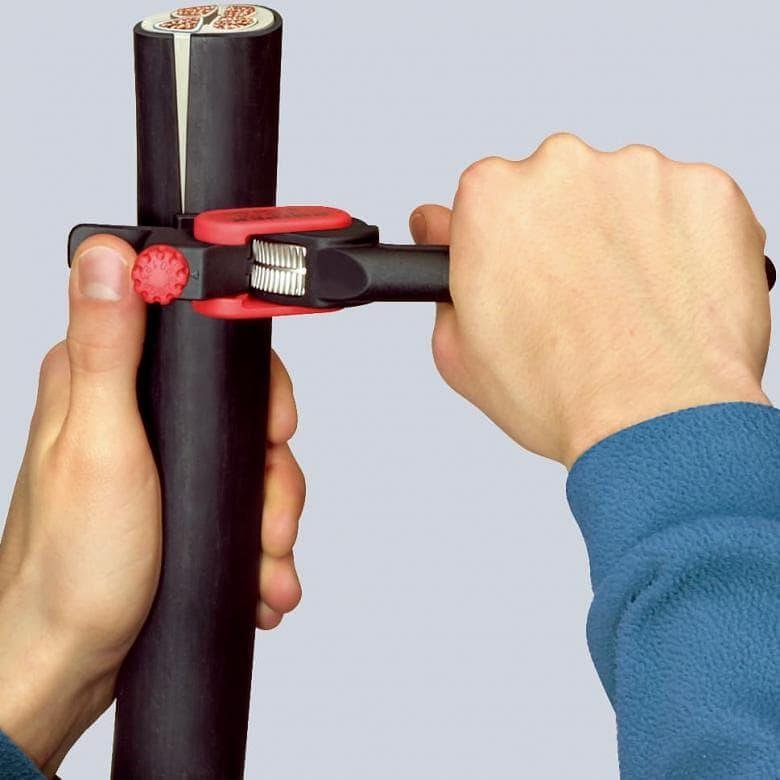 Cuchillo de cable, para aislamiento sobre Ø25mm, mango negro 150mm, Knipex - K1640150