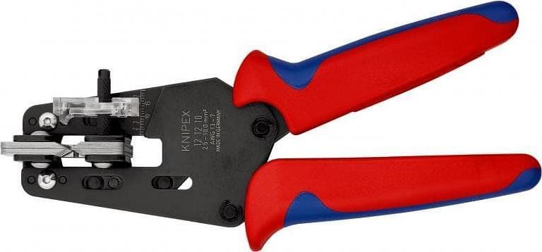 Alicates pelacables de precisión, conductor Ø2.5-10mm, mango azul-rojo 195mm, con resorte de apertura, Knipex - K121210