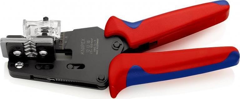 Precision Stripping Pliers, Wire Ø2.5-10mm, Blue-Red Handle 195mm, with Opening Spring, Knipex - K121210