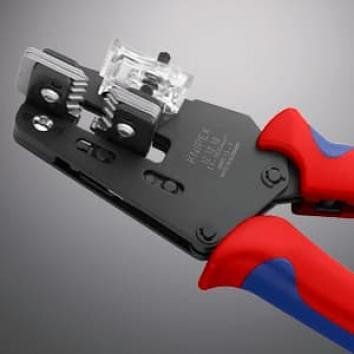 Alicates pelacables de precisión, conductor Ø2.5-10mm, mango azul-rojo 195mm, con resorte de apertura, Knipex - K121210