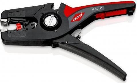 Self-Adjusting Stripping Pliers PreciStrip, Black-Phosphated, Wire Ø0.08-16mm, Black-Red Handle 195mm, Knipex - K1252195