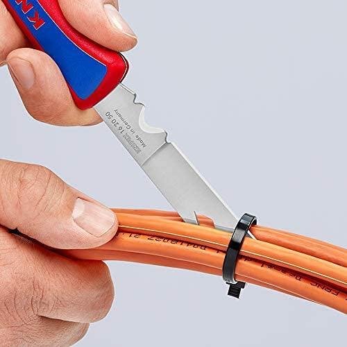 Coltello pieghevole per elettricisti, impugnatura blu-rossa 120mm, Knipex - K162050SB