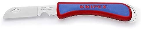 Coltello pieghevole per elettricisti, impugnatura blu-rossa 120mm, Knipex - K162050SB