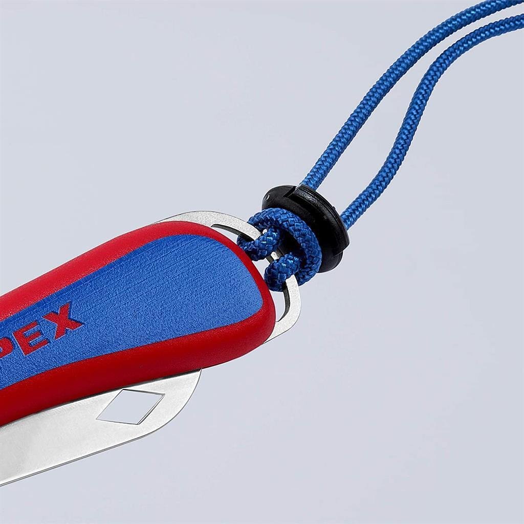 Coltello pieghevole per elettricisti, impugnatura blu-rossa 120mm, Knipex - K162050SB