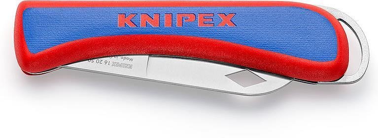 Coltello pieghevole per elettricisti, impugnatura blu-rossa 120mm, Knipex - K162050SB