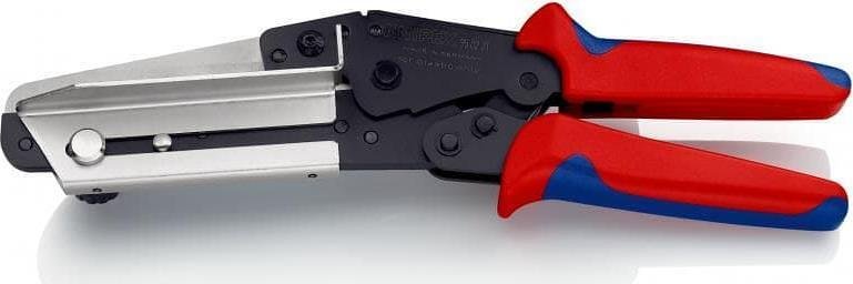 Schere für perforierte Kanäle, blau-rote Griffhülle 275mm, mit Öffnungsfeder, Knipex - K950221