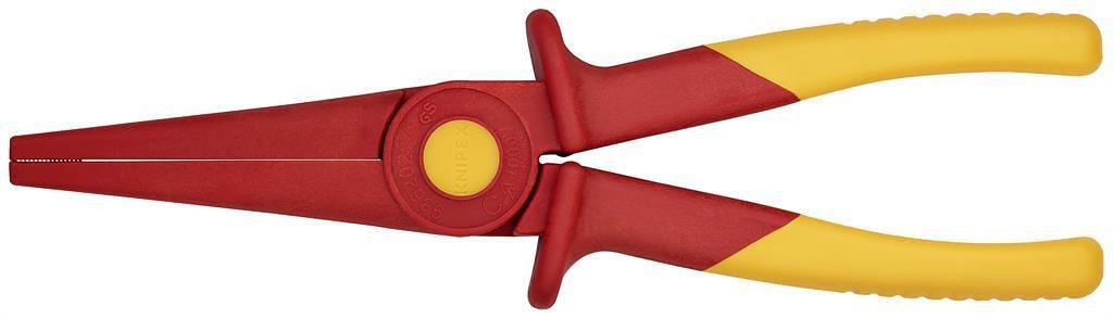 Clește cu vârf lung ascuțit, complet din plastic, VDE 1000V mâner galben-roșu 220mm, Knipex - K986202