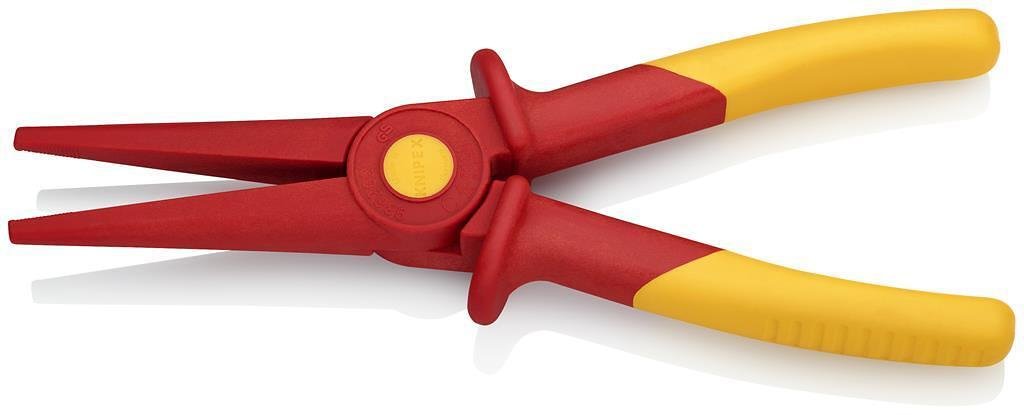 Clește cu vârf lung ascuțit, complet din plastic, VDE 1000V mâner galben-roșu 220mm, Knipex - K986202
