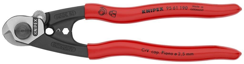 Schere zum Schneiden und Crimpen von Kabeln bis 10mm², rote Griffhülle 190mm, Knipex - K9561190
