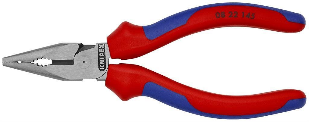 Clește combinate cu vârf ascuțit, mâner albastru-roșu 145mm, Knipex - K0822145