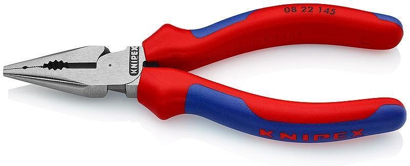 Clește combinate cu vârf ascuțit, mâner albastru-roșu 145mm, Knipex - K0822145