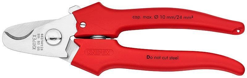 Kabelschneider bis 24mm², verchromt, roter Griff 165mm, mit Öffnungs-Feder, Knipex - K9505165