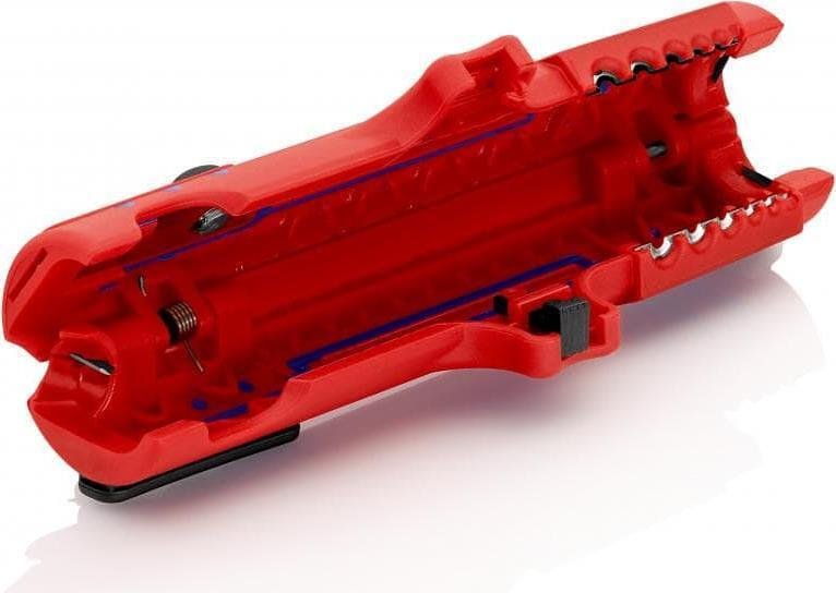 Cable stripping tool, with telescopic blade, for insulation Ø8-13mm, red handle 125mm, with lock, Knipex - K1685125SB