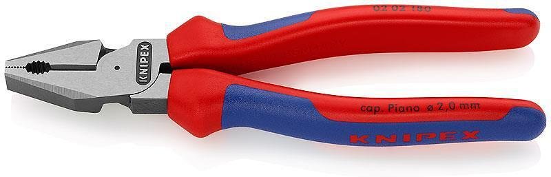 Clește combinate consolidate, mâner albastru-roșu 180mm, Knipex - K0202180