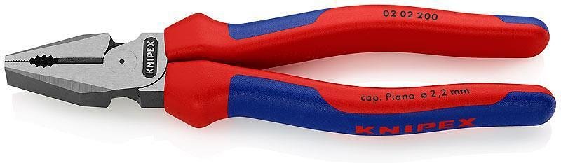 Clește combinate consolidate, mâner albastru-roșu 200mm, Knipex - K0202200
