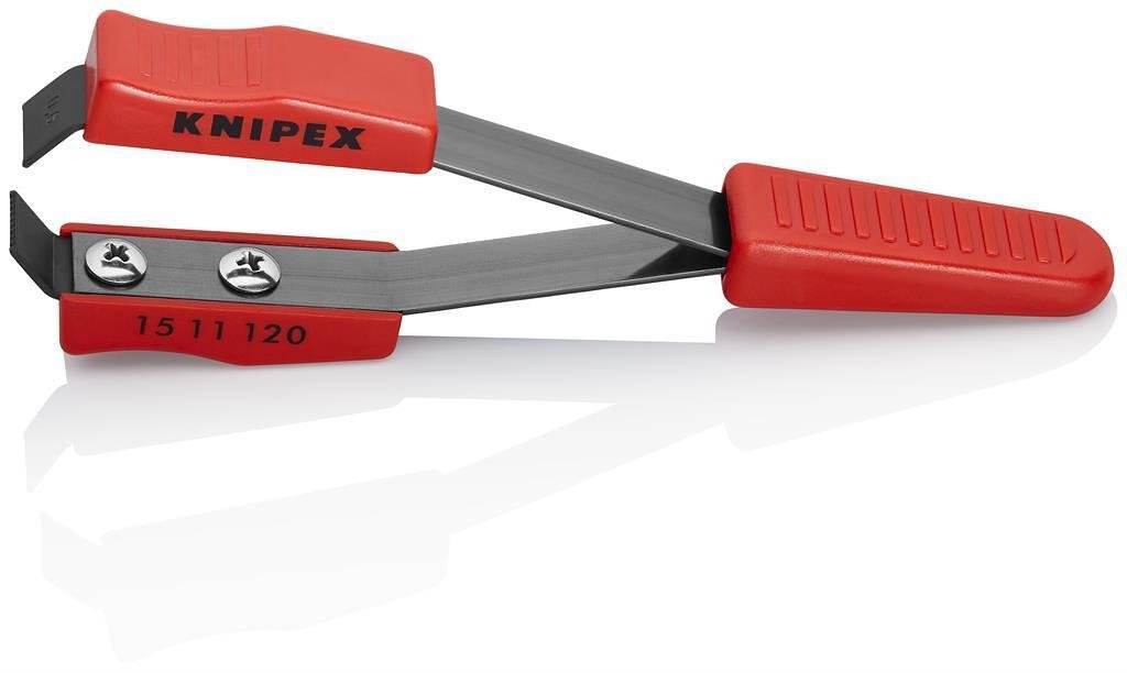Pinces à dénudrer, pour vernis sur fil de cuivre Ø0,6 mm, poignée rouge 120 mm, Knipex - K1511120