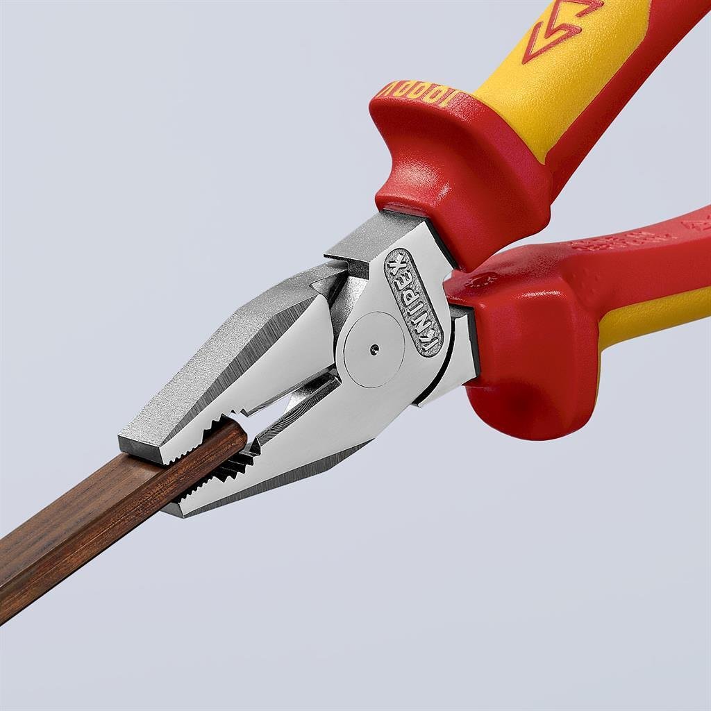 Clește combinate consolidate, cromate, VDE 1000V mâner galben-roșu 180mm, Knipex - K0206180