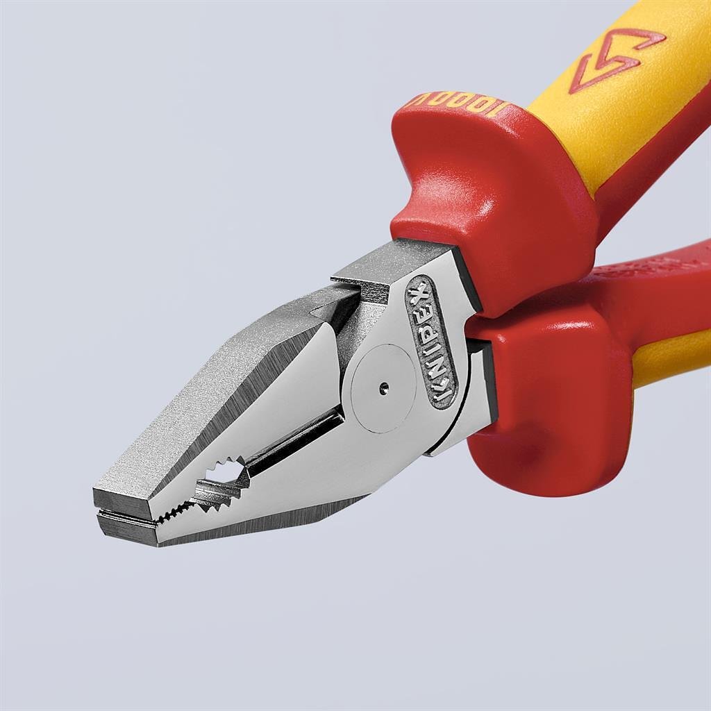 Clește combinate consolidate, cromate, VDE 1000V mâner galben-roșu 180mm, Knipex - K0206180