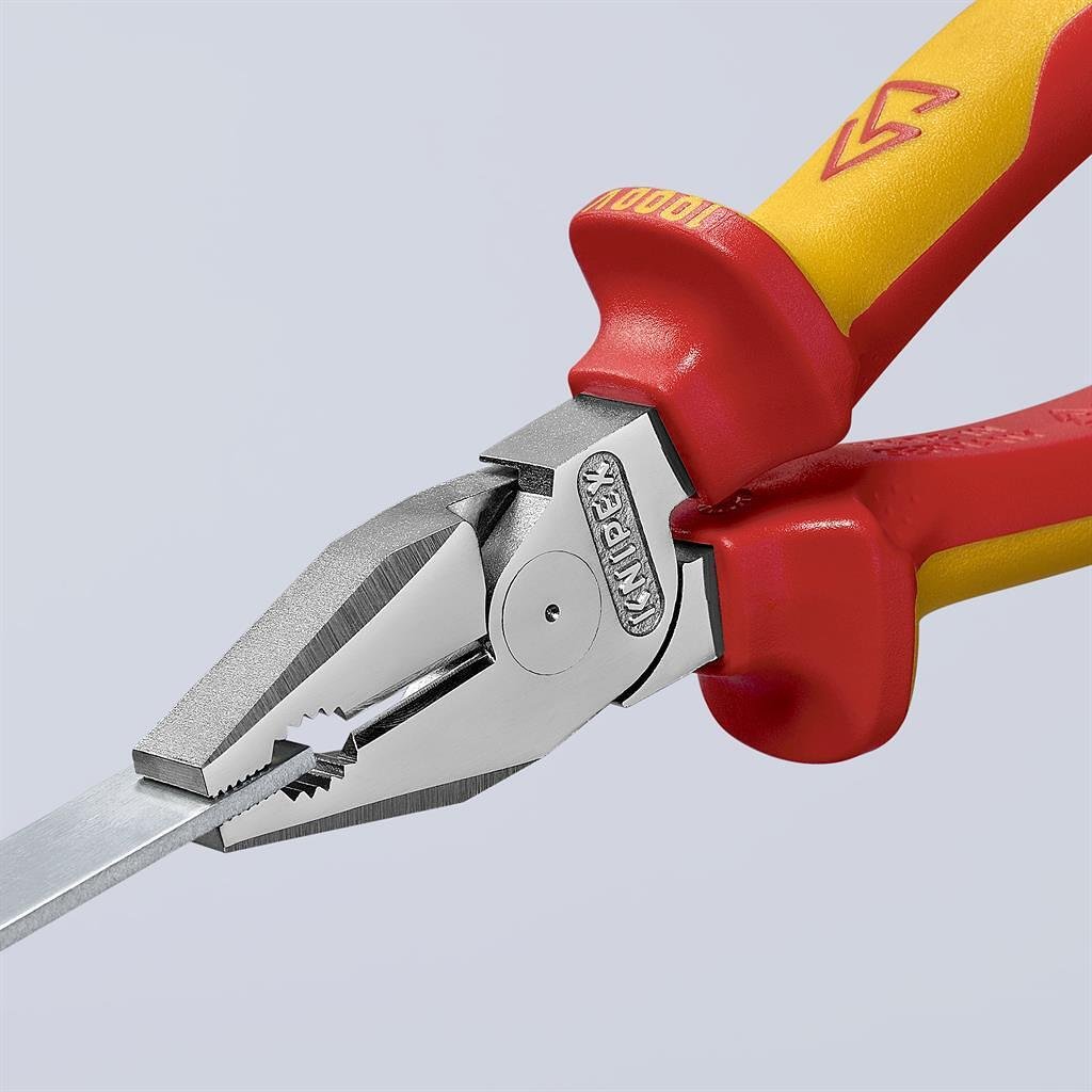Clește combinate consolidate, cromate, VDE 1000V mâner galben-roșu 180mm, Knipex - K0206180