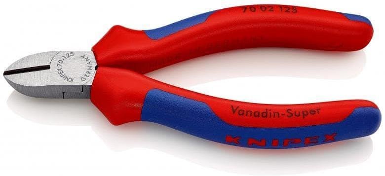 Clește diagonale pentru tăiere, mâner albastru-roșu 125mm, Knipex - K7002125