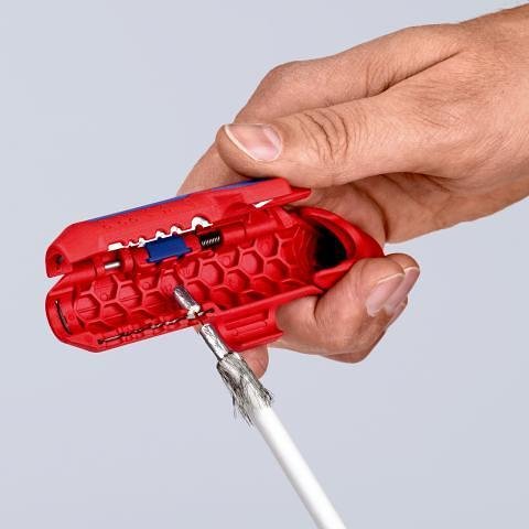 Outil universel de dénudage de câbles ErgoStrip, poignée droite 135mm, avec verrou, Knipex - K169501SB