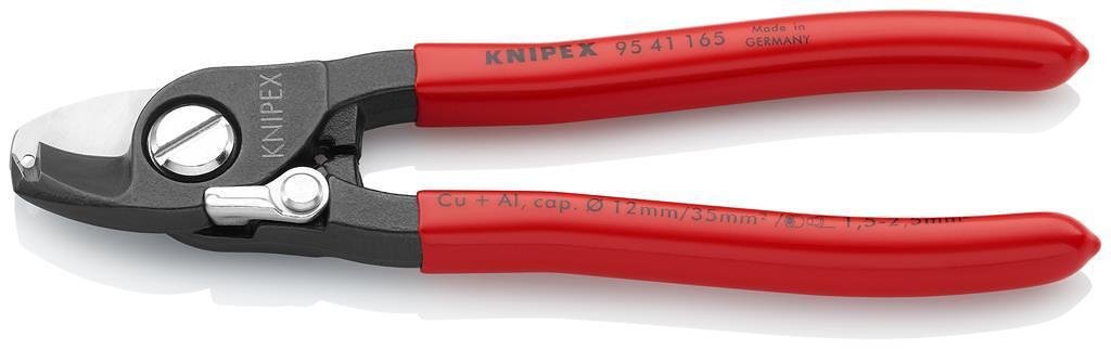 Cable shears for cutting cable up to 35mm², red handle 165mm, with lock, Knipex - K9541165