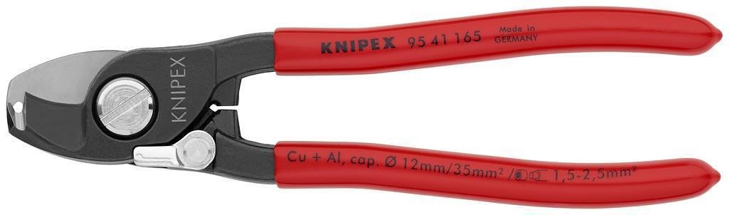Cable shears for cutting cable up to 35mm², red handle 165mm, with lock, Knipex - K9541165