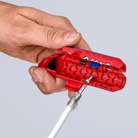 Outil universel pour décapage de câbles ErgoStrip, poignée gauche 135mm, avec verrou, Knipex - K169502SB