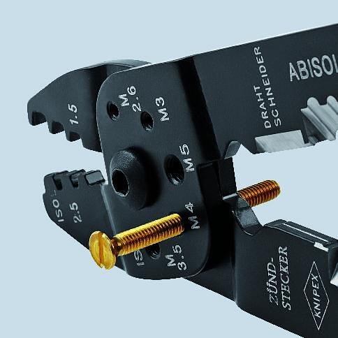 Πένσα για κrimp καλωδιακών ακροφυσίων 0.5-2.5mm² μη μονωμένων, μπλε-κόκκινη λαβή 230mm, Knipex - K9721215B