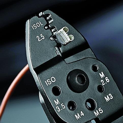 Πένσα για κrimp καλωδιακών ακροφυσίων 0.5-2.5mm² μη μονωμένων, μπλε-κόκκινη λαβή 230mm, Knipex - K9721215B