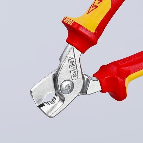 Cable Cutters up to 50mm2 StepCut, chrome-plated, VDE 1000V yellow-red handle 160mm, Knipex - K9516160