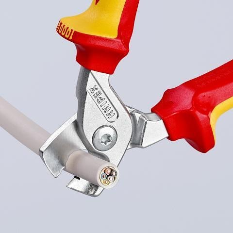 Cable Cutters up to 50mm2 StepCut, chrome-plated, VDE 1000V yellow-red handle 160mm, Knipex - K9516160