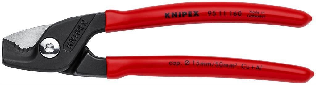 Cable Cutting Shears up to 50mm2 StepCut, Red Handle 160mm, Knipex - K9511160