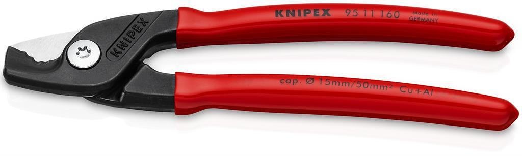 Cable Cutting Shears up to 50mm2 StepCut, Red Handle 160mm, Knipex - K9511160