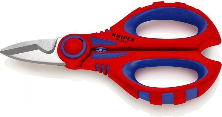 Schere zum Schneiden von Kabeln und Crimpverbindung, verchromt, blau-rote Griffe 160mm, Knipex - K950510SB