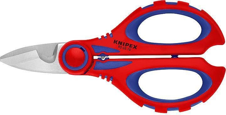 Schere zum Schneiden von Kabeln und Crimpverbindung, verchromt, blau-rote Griffe 160mm, Knipex - K950510SB
