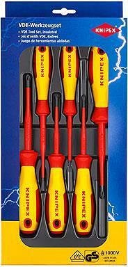 Juego de 6 destornilladores VDE 1000V - 2x ranura, 2x PH y 2x PZ, Knipex - K002012V04